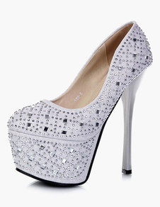 Escarpins à plateforme à talon aigu avec strass