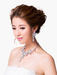 Ensemble de bijoux avec fleur de rhinestone