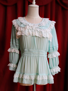 Chemisier lolita en chiffon avec dentelle