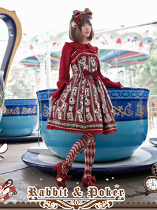 Robe à bretelles lolita en coton motif lapin imprimée fleurie