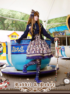 Jupe lolita en coton à motif lapin imprimée fleurie