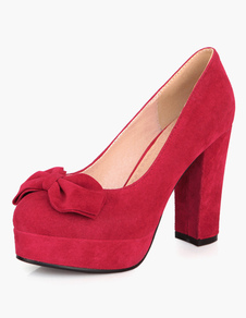 Escarpins plateforme à talon épais en micro daim unicolore