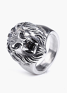 Bague homme argente en forme de tête du lion