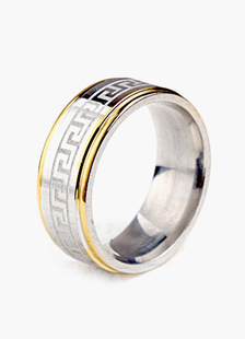 Bague homme argente avec passepoil dorée