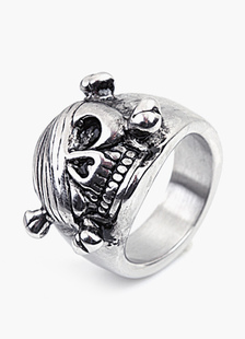 Bague homme argente en forme de crâne de pirate