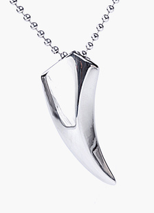 Collier homme argent en forme de dent animal