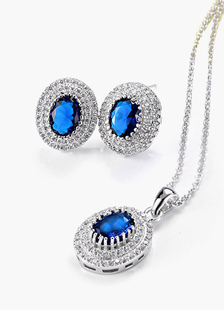 Ensemble bijoux métallique de strass bleue