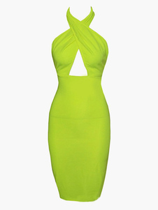 Robe bodycon en polyester à licou creusé et dos décolleté
