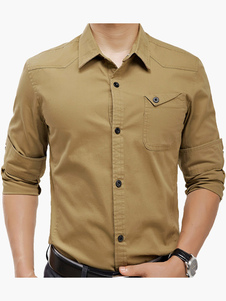 Chemise de costume moulante en coton manches longues