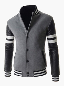 Blouson de base-ball en coton mélangé color-block