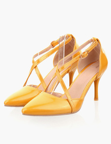 Escarpins à bout pointu et talon aigu en PU verni