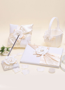 Ensemble des articles de mariage avec fleur et perle (lot de 4)