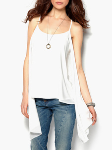 Débardeur féminin unicolore asymétrique à bretelles