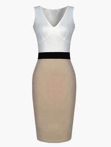 Robe moulante en coton mélangé color-block