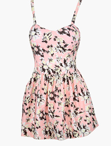 Maillot de bain 2 pièces en lycra spandex rose clair imprimé fleuri