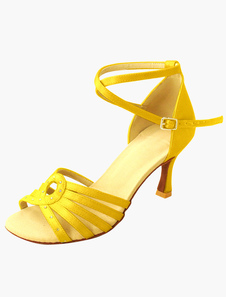 Chaussures de danse latine à bout ouvert en soie et satin