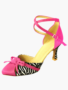 Chaussures de danse latine en tissu de terry zébré à bout pointu