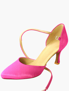 Chaussures de danse latine à bout pointu en soie et satin