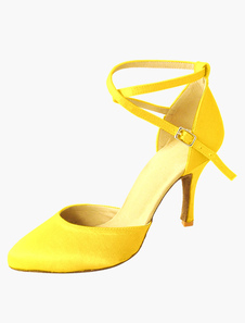 Chaussures de danse latine en soie et satin avec bout pointu