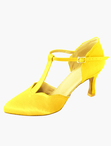 Chaussures de danse latine en soie et satin T-bracelet