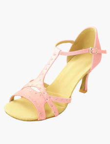 Chaussures de danse latine en soie et satin à bout ouvert