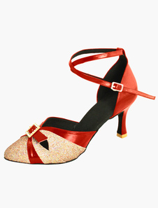 Chaussures de latine en tissu de paillettes avec boucles