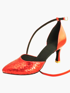 Chaussures de latine en tissu de paillettes à bout pointu