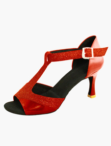 Chaussures de latine en tissu de paillettes T-bracelet