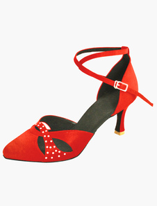 Chaussures de danse latine en soie et satin à bout pointu