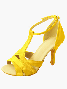 Chaussures de latine en soie et satin à bout ouvert