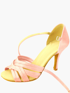 Chaussures de latine croisées en soie et satin peep-toe