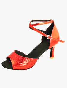 Chaussures de latine en tissu de paillettes à peep-toe