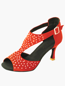 Chaussures de latine en soie et satin de peep-toe