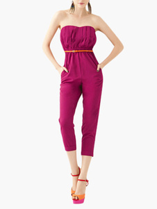 Combinaison féminine bustier unicolore plissée