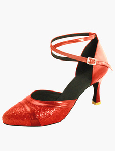 Chaussures de danse latine en tissu de paillettes à bout pointu