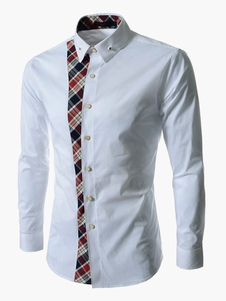 Chemise en coton avec passepoil écossais manches longues