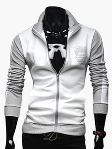 Blouson en fibres de coton bicolore imprimé de lettre