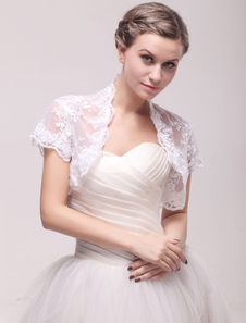 Boléro de mariage en dentelle ivoire