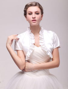 Boléro de mariage en satin à volants