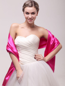 Boléro de mariage en satin mat fuchsia