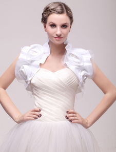 Boléro de mariage en voile de tulle plissé