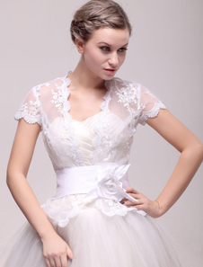 Boléro de mariage en dentelle blanche