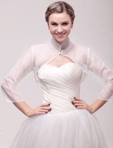 Boléro de mariage en tulle ivoire manche longue