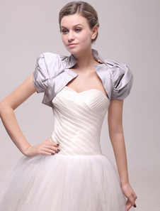 Boléro de mariage en satin argent