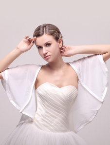 Boléro de mariage en chiffon ivoire ouvert devant