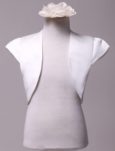 Boléro de mariage en satin ivoire ouvert devant