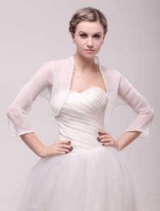 Boléro de mariage en tulle ivoire translucide