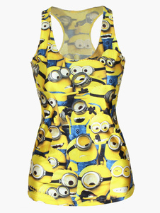 Débardeur féminin casual jaune imprimé de dessins animés