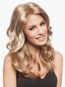 Perruque moyenne dorée claire en fibre frisée