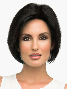 Perruque moyenne noire ébouriffée en fibre droite